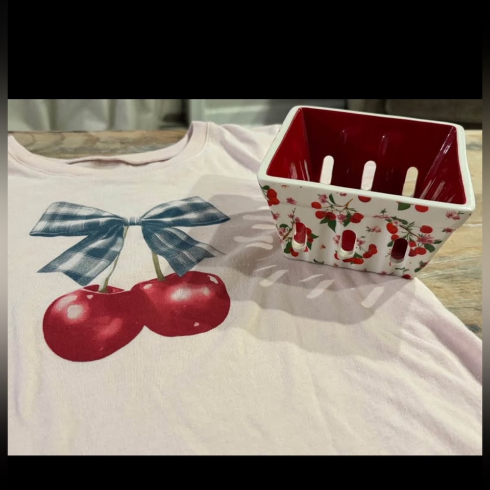 Cute Cherry set…comes with juniors‎ size 10/12 baby doll tee and cherry basket